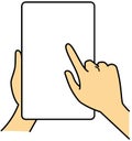 Hands holding tablet, touching screen, illustration image Royalty Free Stock Photo